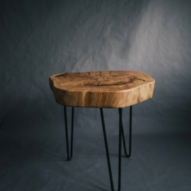 A unique, handcrafted solid wood coffee table with black hairpin legs by YuseWood.